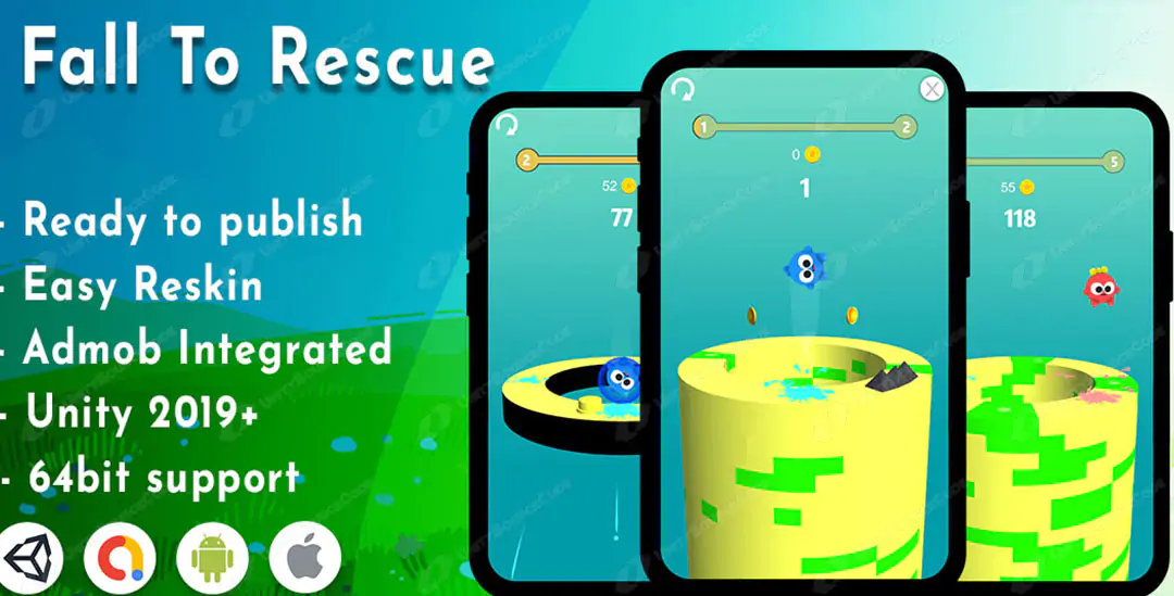 Fall To Rescue – Unity project with admob