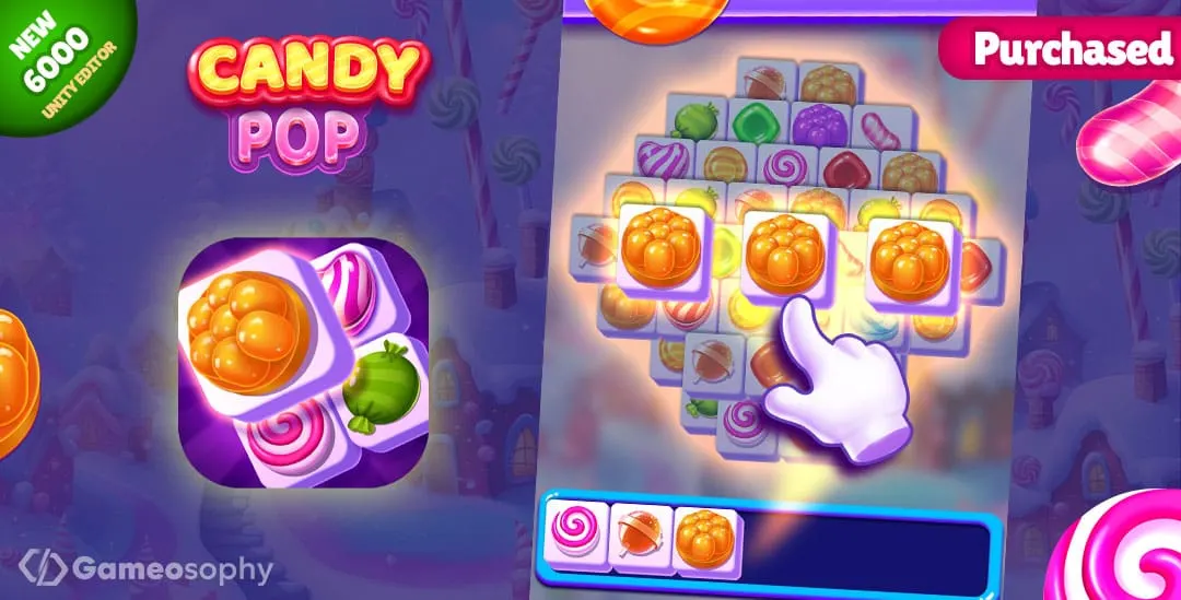 🍬 Candy Pop Tile – Match 3 Puzzle Game (Unity Template)